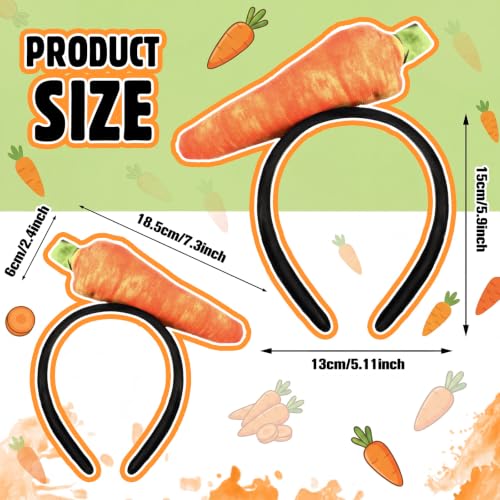 Knitgrip 2 Pcs Pickle Headband Funny Costume Accessories,Carrot | Carrot Hats for Adults Women, Halloween Party Dress Up, Novelty Headwear for Theme Events, Realistic Green Veggie Design - style: Carrot