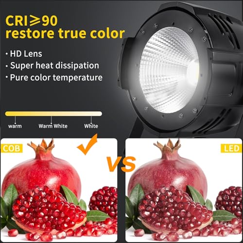 Ridgeyard LED Par Lights COB 200W DMX512 & Sound Activated Stage Light Warm White & Cool White Audience Blinder DJ Spot Light Wash Lights for Church Concert Photo Studio Wedding Live Show (4 Packs)