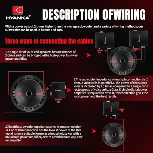 H YANKA BSC-15-4 15 Inch Subwoofer - 1200W MAX Power 15 Inch Paper Cone Subwoofer Car Audio, Black Iron Basket, 2.5“ Dual Voice Coil 4 Ohm Impedance 15 Sub for Cars - size: 15" Dual 4 Ohm