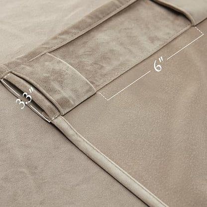 KGORGE Taupe Velvet Curtains 96 inches 2 Panels, Elegant Velvet Blackout Curtains for Bedroom Living Room, Soft Room Darkening Thermal Insulating Window Drapes, Back Tab Rod Pocket, W 52 x L 96 | Soft Darkening Thermal Insulating Window Drapes for Living
