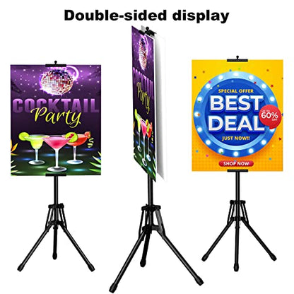 WHAUU Poster Stands for Display, Double-Sided Sign Holder Stand | Adjustable Sign Stand with Tripod, Height Up to 79 in, Poster Board Stand for Wedding, Restaurant & Business Advertising