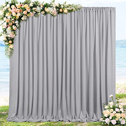 Gray Curtain Backdrop Panel Wall Wedding Background Patio Birthday - color: Gray, size: 2Pcs 5Ftx8Ft