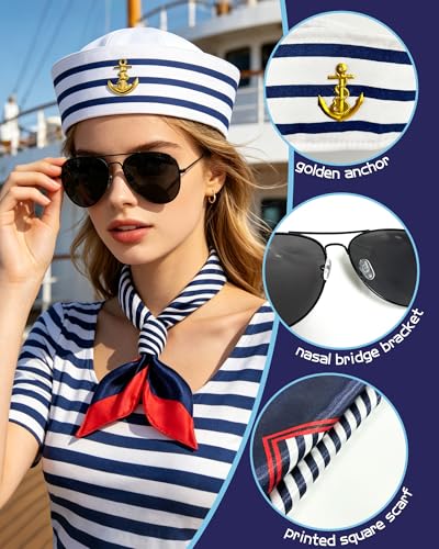 QLINLEAF Yacht Captain Hat Sailor Hat Boat Costume for Men Women Captains Halloween Costumes Dressing up Party White
