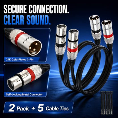 Balanced XLR Cable, 15ft 2 Packs, 3 Pin Male to Female Microphone Cable, XLR to XLR Mic Cable for Speaker or PA System, PVC Jacket - size: 15 Feet, style: 2 pack