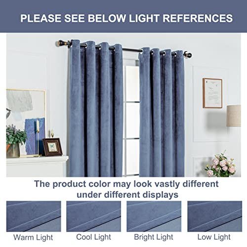 Grommet Room Darkening Velvet Curtains Energy Efficiency Thermal Insulated Window Panel Drapes for Bedroom Living Room 2 Panels W52xL95 Inch Set of 2 Panels Stone Blue - color: Stone Blue, size: 95"W x 52"L (Pack of 2)