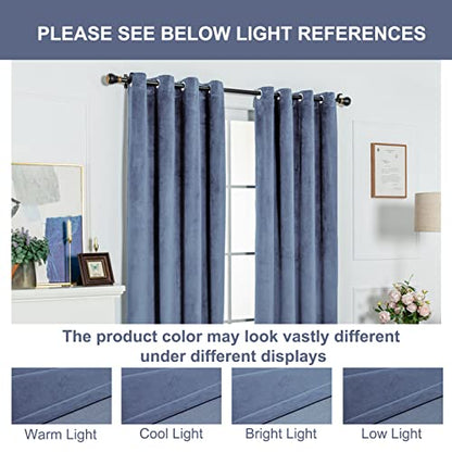 Grommet Room Darkening Velvet Curtains Energy Efficiency Thermal Insulated Window Panel Drapes for Bedroom Living Room 2 Panels W52xL95 Inch Set of 2 Panels Stone Blue - color: Stone Blue, size: 95"W x 52"L (Pack of 2)