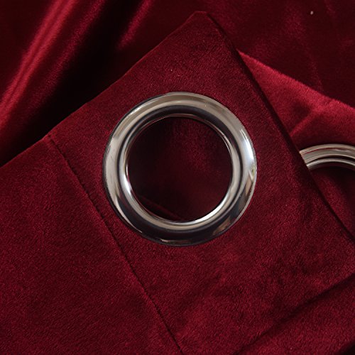 Cherry Home Set of 2 Velvet Flannel Room Darkening Blackout Curtains Panels Drapes Grommet 52 Wide by 108 Long Burgundy for Living Room - color: Burgundy, size: 52"W x 108"L (Pack of 1)