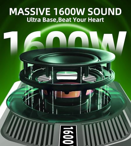 Upgrade1600W Under Seat Subwoofer | 10" Slim Car Sub with Built-in Amp, RGB LED Lights, APP Control | Independent Bass Knob, LPF, Gain, Bass Boost | High Output Deep Bass Distortion-Free Audio - color: Black XZWT