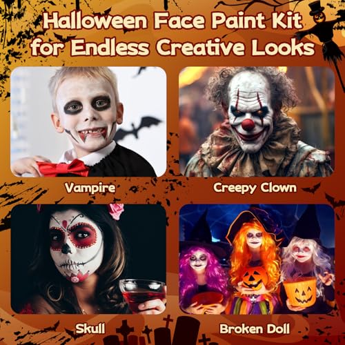 Oiomniv 23 Pcs Halloween Zombie Makeup Kit, SFX Face Painting Set - size: 23pcs bloody face paint kit