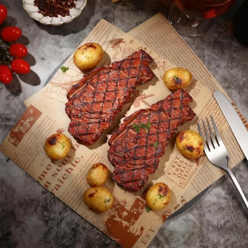 2PCS Artificial Lifelike Steak Fake Cooked Roast Beef Simulated Food，Fake Meat，Realistic Play Food, Suitable for Scene Shooting,Movie Props,Restaurant Props to Attract Customers
