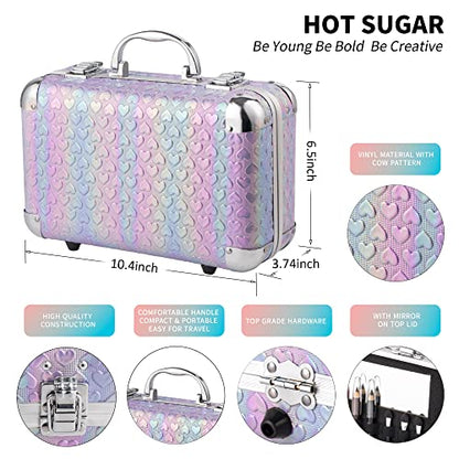 Hot Sugar All In One Makeup Set for Teenager Girls (Purple Heart) | Full makeup kit for beginners includes eye shadow palette, blush, lip gloss, lipstick, lip and eye pencils, brush, mirror. - color: Purple Heart
