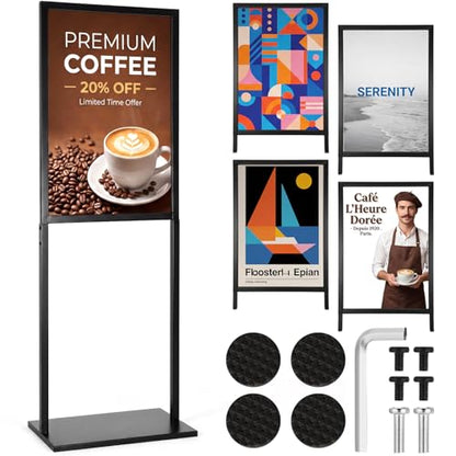 Sintuff Sign Holder Floor Stand Heavy Duty Double Sided Poster Stand | 19.6 x 27.2 Inch, Slide-in Banner Poster Sign Holder, for Display Retail Store & Trade Show Advertising