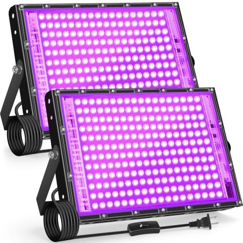 2 Pack 200W LED Black Light for Glow Party, Waterproof Blacklight Halloween - size: 200W-2Pack