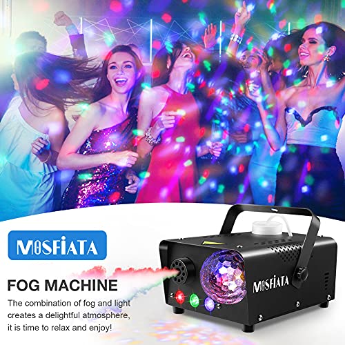 MOSFiATA Fog Machine with Disco Light 600W Smoke Machine RGB LED lights, 2500 CFM Spray, Remote Control, Perfect for Halloween, Christmas, Wedding, Party, Club, DJ Stage Effect