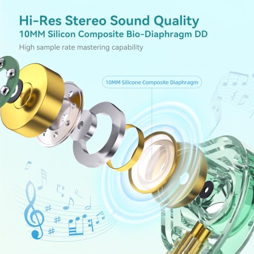Kinboofi KBEAR Rosefinch in-Ear Headphone,Noise Cancellation Earphone with Aviation-Grade zinc Alloy faceplate Wired Earbuds Haedphone with Detachable Cable for Singer (Aqua Green, No Microphone)…… - color: Aqua green, size: No Microphone