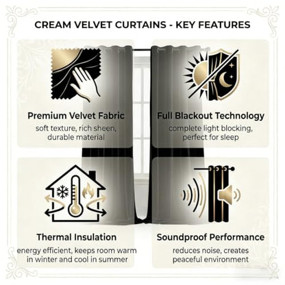 SNITIE Black 52”x63” Long Velvet Curtains with Grommet - 2P - color: Black, size: 52"W x 63"L (Pack of 2)