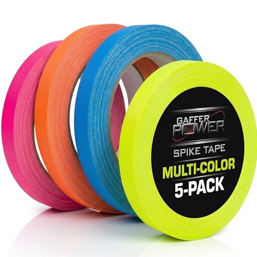 Gaffer Power Spike Tape 5 Pack, Fluorescent Neon, 1/2 Inch x 20 Yards, USA - size: 1/2 Inch X 20 Yards