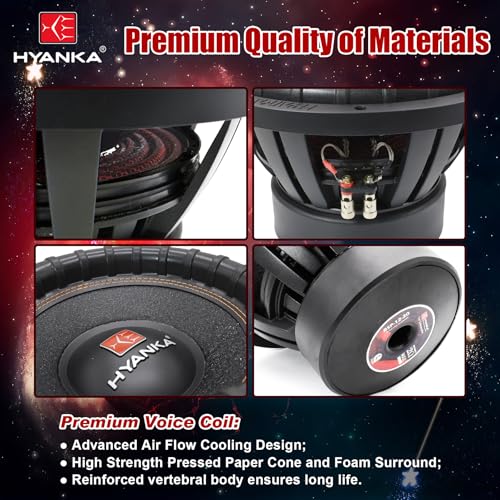 H YANKA BSP-15-4 15 Inch Subwoofer – 3000W Max Power, 3" Dual Voice Coil, 4 Ohm, Car Audio Subwoofer, Black Aluminum Basket, Paper Cone, Deep Bass for Cars - size: 15", style: Dual 4 Ohm