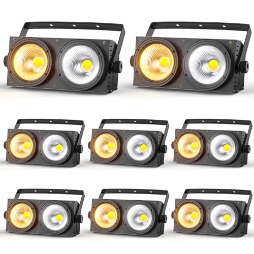 200W Blinder Stage Lights, 2-in-1 Warm & Cool White COB Spotlights, LED Par Lights with Auto/Sound/DMX/Master-Slave Audience Light for Events Wedding Theater Church Concert Party 8 Packs - size: 8Packs