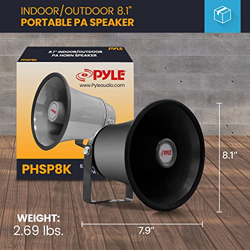 Pyle Indoor / Outdoor PA Horn Speaker - 8.1” Portable PA Speaker with 8 Ohms Impedance and 50 Watts Peak Power - Mounting Bracket and Hardware Included
