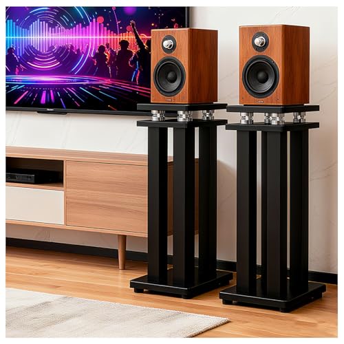 33 Inch Spring Isolation Speaker Stands, Heavy Duty 110lbs Pair - color: Black, size: 33 inch