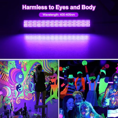 T-SUN LED Black Lights/Black Lights Bar, 2 Pack Blacklight for Party, Body Paint, Stage Lighting, Aquarium, Fluorescent Poster, Glow in The Dark