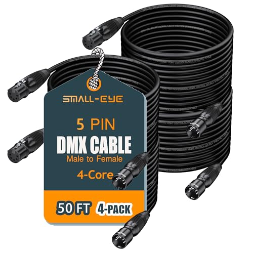SMALL-EYE 5 Pin DMX Cables 50 ft 4-Pack, 4-Core Male to Female - size: 50 feet -4 Packs