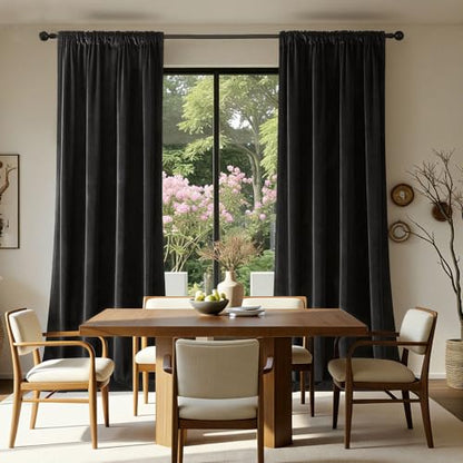 Joydeco Black Velvet Curtains 102 inch Length 2 Panels, Luxury Blackout Rod Pocket Thermal Insulated Window Curtains, Super Soft Room Darkening Drapes for Living Dining Room Bedroom,W42 x L102 inches - color: Rod Pocket | Black, size: 42"W x 102"L (Pack o