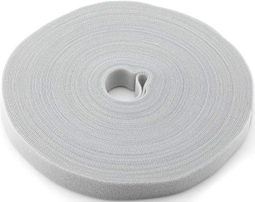 Reusable Fastening Tape Cable Ties 3/4 Inch Double Side Hook Roll (25 Yard, Grey) - color: Grey, size: 25 Yard