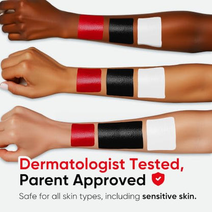 Blue Squid PRO Red, White and Black Face Paint Stick - Waterproof Body Paint Adults & Kids Eye Black Baseball, Eyeblack Softball -Hypoallergenic Twist-Up Non-Toxic Makeup Stick - Cosplay, Sports & SFX - color: Red, White & Black