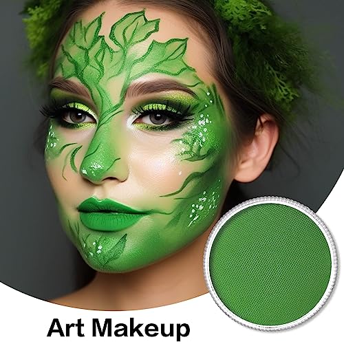 Light Green Face Body Paint(30gm), Water Activated Face Painting kit for Kids & Adults Party, SFX Makeup Facepaints for Halloween, St Patrick's Day, Witch, Alien, Goblin, Grinch, Frankenstein Cosplay - color: Light Green
