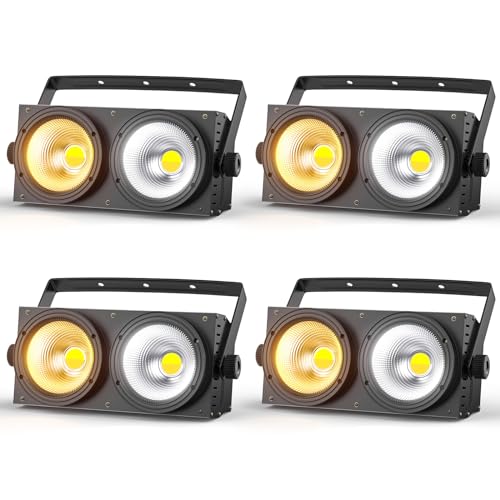 200W Blinder Stage Lights, 2-in-1 Warm & Cool White COB Spotlights, LED Par Lights with Auto/Sound/DMX/Master-Slave Audience Light for Events Wedding Theater Church Concert Party 4 Packs - size: 4Packs