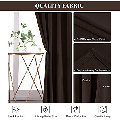 nanbowang Coffee Brown Velvet Curtains - 42 Inches Width 84 Inches Long Soft Curtain Rod Pocket Thermal Insulated Window Treatment for Bedroom 2 Panels - color: Brown, size: 42"W x 84"L (Pack of 2)