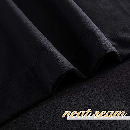 NICETOWN Insulated Black Out Velvet Curtains 90 inches Long Rod Pocket Top - color: Black Series - Black, size: 42"W x 90"L (Pack of 2)
