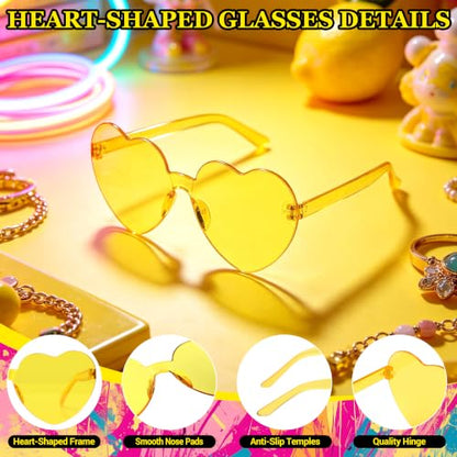 Short Bob Straight Hair Wigs with Bangs, Synthetic Fiber Colorful Hair, Heart-shaped Sunglasses for Women (Yellow) - color: Yellow