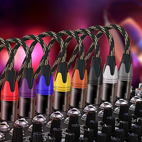 XLR Cables, Short XLR Cables 1.5ft 6packs, Microphone Cable Male to Female Nylon Braided 3 Pins - size: 1.5ft