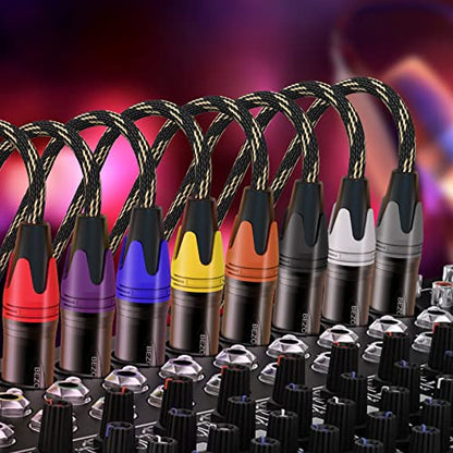 XLR Cables, Short XLR Cables 1.5ft 6packs, Microphone Cable Male to Female Nylon Braided 3 Pins - size: 1.5ft