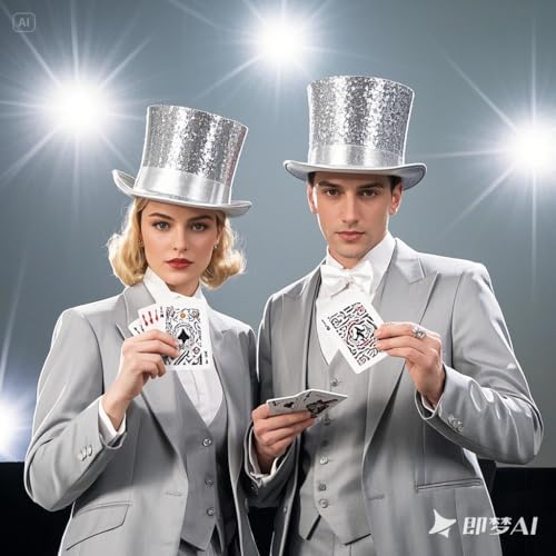 Top Hat for Men Women Adult, Magician Victorian Pilgrim Theatrical Clown Bowler Tailcoat, Cosplay Costume - color: White