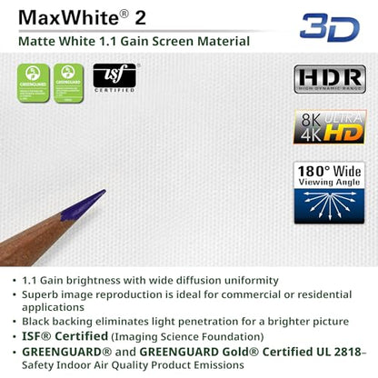 Elite Screens Tripod, 136-Inch 1:1 Portable Projector Screen with Stand– MaxWhite 2, 1.1 Gain, Adjustable Indoor Outdoor Pull Up Projection Screen for Home Theater, Office & Classroom, T136UWS1, Black - size: 136-inch/ 1:1