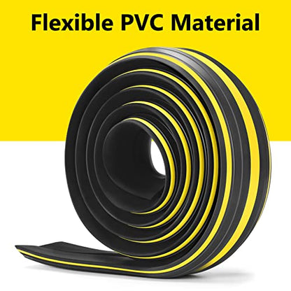 10 ft Floor Cable Cover Protector, Heavy Duty PVC Duct Easy to Unroll, Prevent Trip Hazard for Home Office or Outdoor Settings - size: 10 Feet - Black and Yellow - 1 Pack