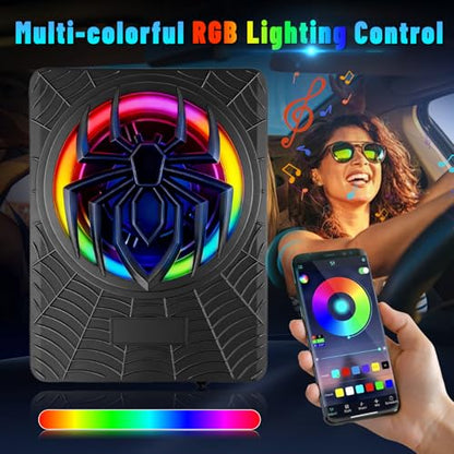 10'' 1200W Slim Under Seat Powered Car Subwoofer with Color LED Ambient Light, All-in-One Subwoofer and Amplifier Package for Car Truck SUV Audio - color: 10" 1200W Colorful Spider