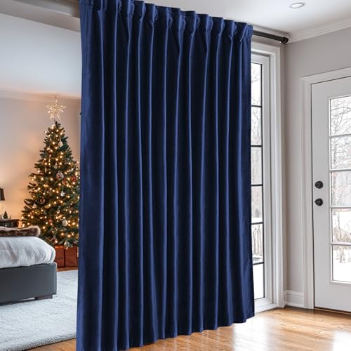 Dreaming Casa Velvet Room Darkening Curtains 96 Inch Long, 1 Panel, Royal | Rod Pocket & Back Tab Top, Blackout Thermal Insulated Window Treatment Drapes for Living Room Bedroom, Each 100"W x 96"L - color: Royal Blue, size: 100"W x 96"L (Pack of 1)