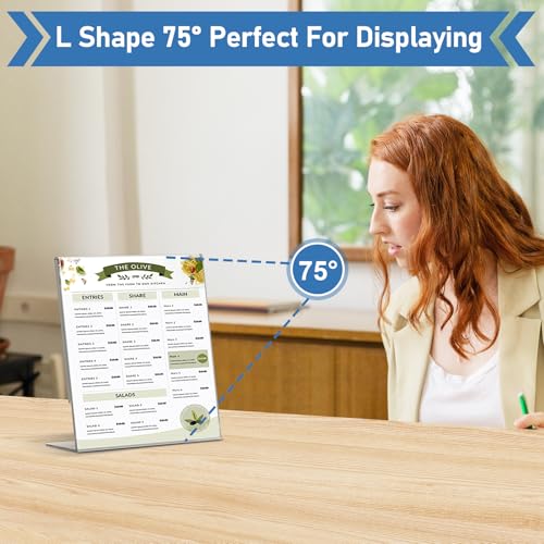 Acrylic Sign Holder 4x6 Inches, 16 Pack Clear Plastic Table Flyer Display Stand, L-Shape Vertical Menu Paper Holder Stand, Clear Picture Photo Flyer Display Stand for Restaurants, Store Fair,Office - size: 16 Pack-L Shape-4X6