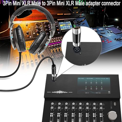 QIANRENON Mini XLR Male to Mini XLR Male Extender Adaptor Gold Plated 3Pin Mini XLR Plug to Mini XLR Plug Balanced Microphone Connector Coupler, for Lapel Wireless Microphone Medical Equipment - style: M-M