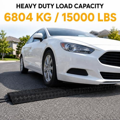2 Pack Black Drop Over Cable Cover Ramp 37.8 x 10.8 x 1.5 Inch, Heavy Duty Cable Hose Protector Ramp with 1 Big Channel, High Load Capacity for Indoor Use, Office, Warehouse & Event Areas - color: Black-Large