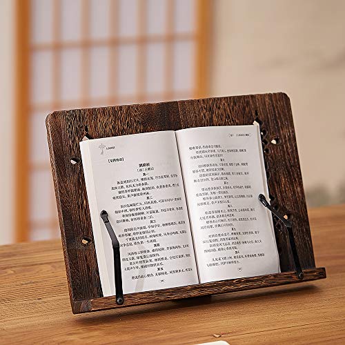 Book Stand with Page Clips, Foldable Reading Rest Holder, Portable Desk Bookrest, Cookbook/Tablet PC/Music Document Stand, Adjustable Wood Reading Frame (Chinese Knot, 13.2 x 9.5 inches) - color: Chinese Knot, size: 13.2 x 9.5 inches