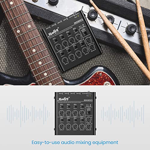 Moukey Audio Mixer, DC 5V, 8 Stereo Ultra, Low Noise 8 Channel Line Mixer for Sub-Mixing, for Small Clubs or Bars, As Guitars, Bass, Keyboards Mixer, MAMX3 - size: Large (8-channel)