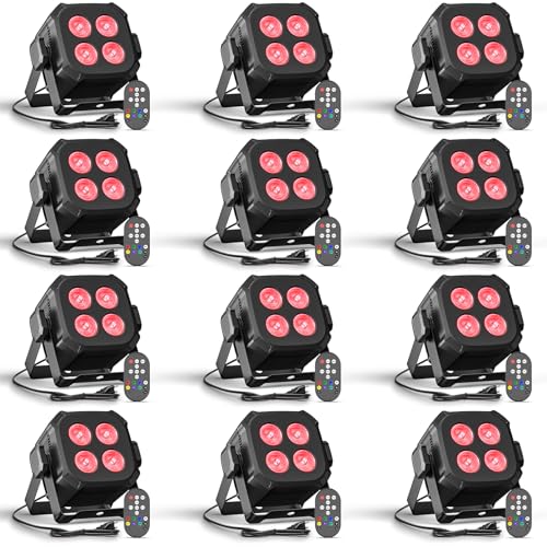 Mini Stage Lights, Corded 4 * 8w Led Par Lights, Lightweight RGBW 4IN 1 Uplights with DMX512, Sound-Activated Controlled, 4/8 CH Par Can for Party, Home, Disco, 12 Pack - color: 12 PACK