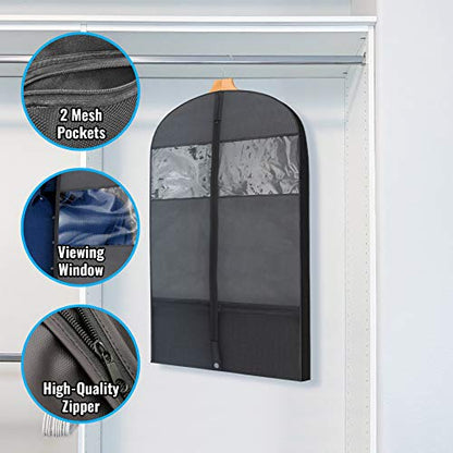 Plixio Gusseted Garment Bags Suit Bag for Travel and Clothing Storage of Dresses, Dress Shirts, Coats— Includes Zipper Pockets and Large Transparent Window (10 Pack: 43" x 24" x 3.4") - size: 10 Pack: 43" x 24" x 3.4"
