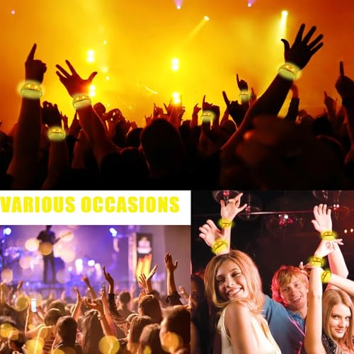 24 Pcs LED Glow Bracelets Sound Activated Led Flashing Bracelet Music Control Light Up Bracelets,Glow in The Dark Party Supplies For Birthday Carnival Concerts Night Events Christmas Gift (yellow) - color: Yellow